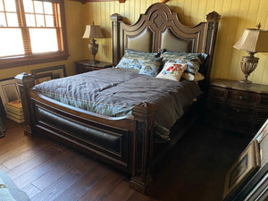 Bernhardt Leather/Wood King Bed