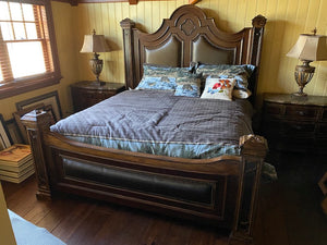 Bernhardt Leather/Wood King Bed