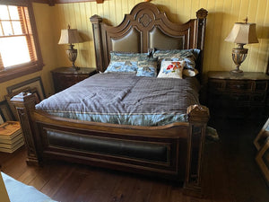 Bernhardt Leather/Wood King Bed