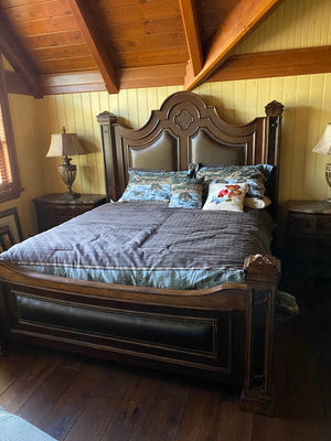 Bernhardt Leather/Wood King Bed