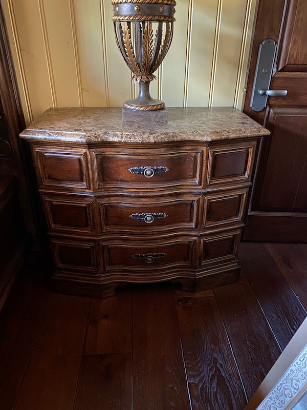 Pair of Bernhardt Marble Top Nightstands