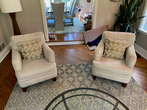 2 Beige Microsuede Armchairs