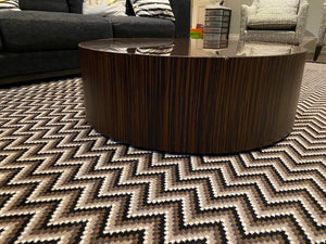 Designer Low Profile Round Coffee Table, Brown Glass