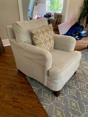 2 Beige Microsuede Armchairs
