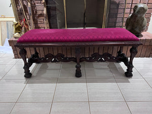 Wood Carved Oriental Style Bench