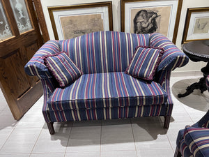 Striped Upholstered Love Seat