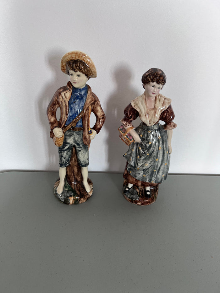 Tom Sawyer and Becky Majolica Hand Painted York China Figurines