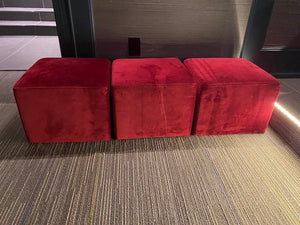 3 Red Cube Ottomans
