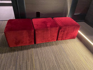 3 Red Cube Ottomans
