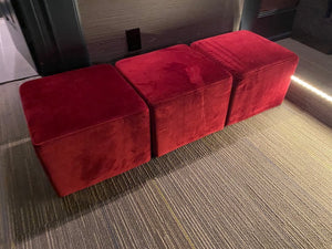 3 Red Cube Ottomans
