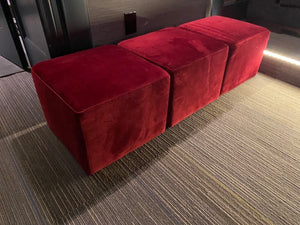 3 Red Cube Ottomans