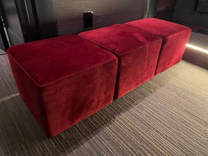 3 Red Cube Ottomans