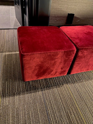 3 Red Cube Ottomans