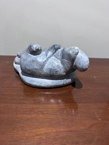 Inuit Soapstone Sculpture/Carving- '2 Seals Playing'