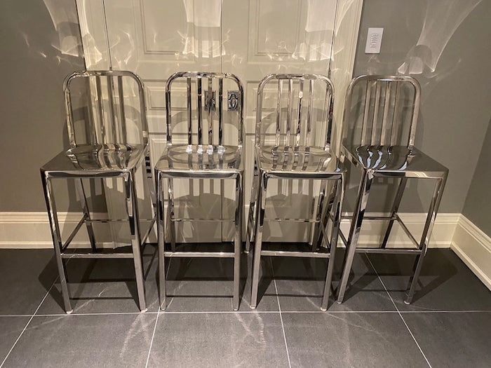 Set of 4 Chrome Bar Stools