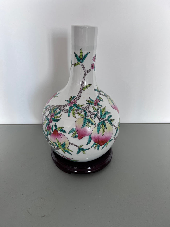 Peaches/Branches Porcelain Vase on Stand