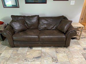 Brown Leather Pullout Sofa