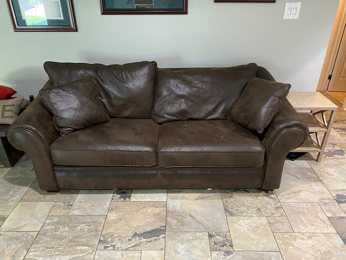 Brown Leather Pullout Sofa