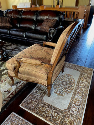 Bernhardt Upholstered Armchair, Wood Frame