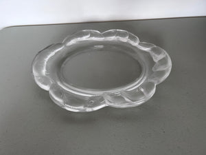 Lalique Piriac Crystal Platter with Frosted Koi Fish Border