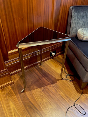 Triangular Metal & Glass Accent Table