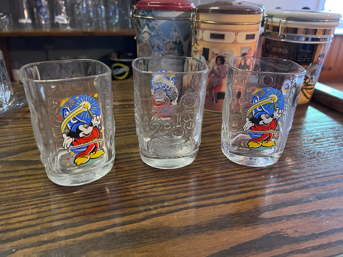 3 Vintage Walt Disney World 2000 McDonalds Glasses