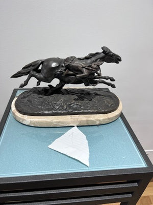 Carl Kauba Bronze Sculpture- "Native Rider on Horse with Bow and Arrow"