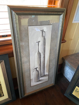 3 White Vases Signed & Framed Print