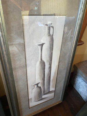 3 White Vases Signed & Framed Print