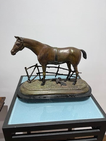 P.J. Mene Bronze Sculpture- "Horse at Fence"