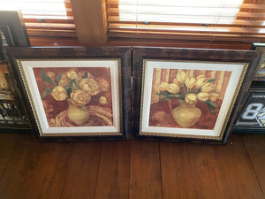 2 Framed Prints- Flowers in Vase, Ren-Wil