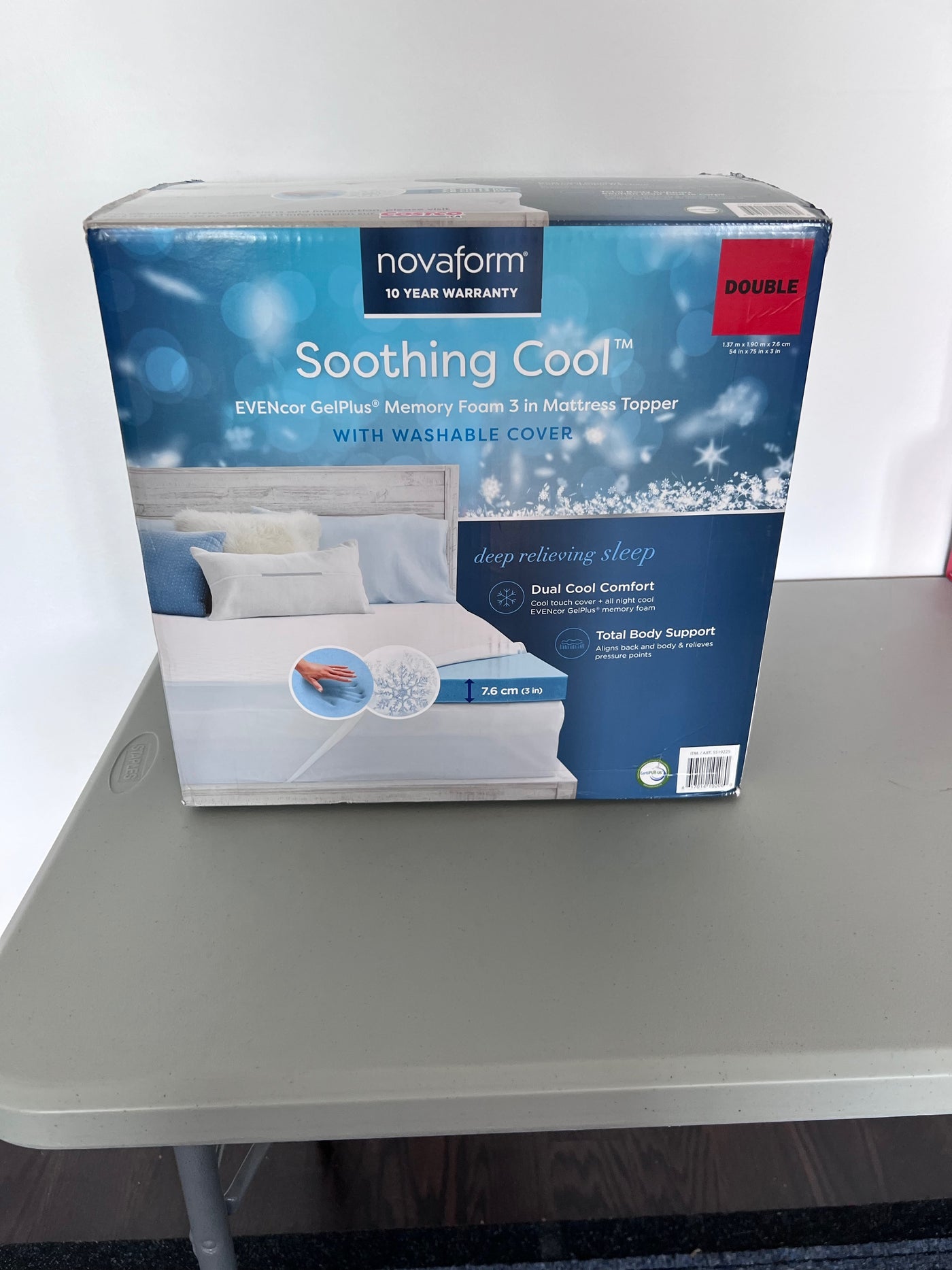 BRAND NEW Novaform Soothing Cool Evencor GelPlus Memory Foam 3 in