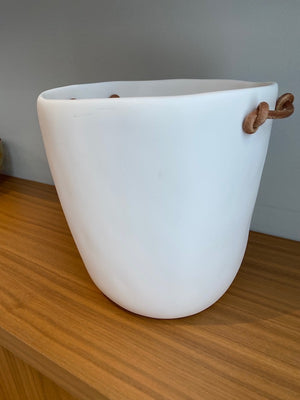 "TF Design" Barware Champagne Bucket With Leather Handles, White