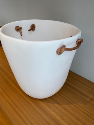 "TF Design" Barware Champagne Bucket With Leather Handles, White