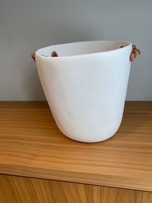 "TF Design" Barware Champagne Bucket With Leather Handles, White
