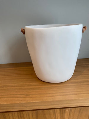 "TF Design" Barware Champagne Bucket With Leather Handles, White