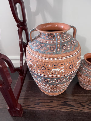 2 Hand Made Ceramic Vases, Made in Greece