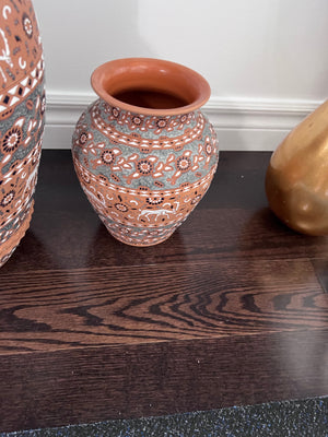 2 Hand Made Ceramic Vases, Made in Greece