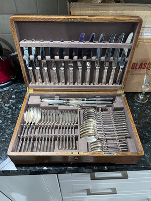 Mappin & Webb Silver Plated Flatware Set in Original Box- Service for 6