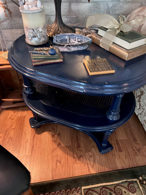 Blue Painted 2 Tier Wood Side Table