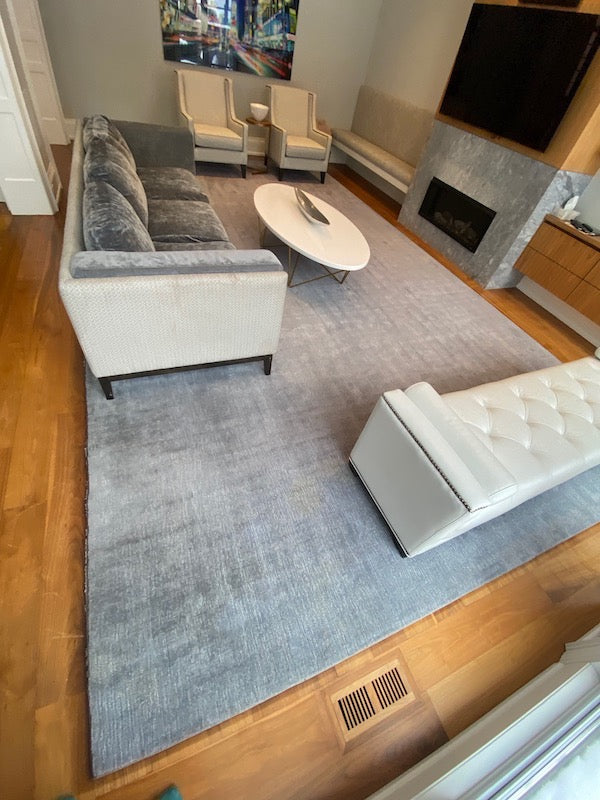 Custom Made to Order Grey Hand Knotted Wool Rug, by Fiber & Cloth Inc.