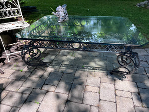 Glass Coffee Table, Wrought Iron Base