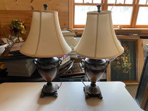 2 Brown Urn Table Lamps