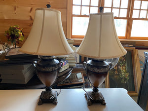 2 Brown Urn Table Lamps