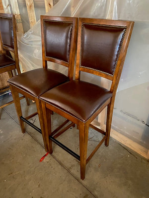 2 Bernhardt Brown Leather Barstools