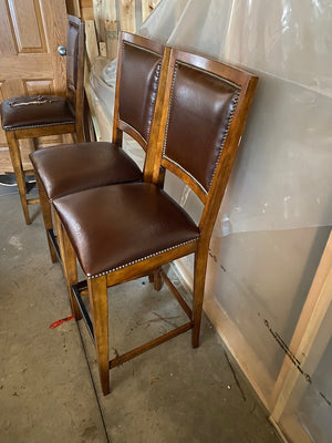 2 Bernhardt Brown Leather Barstools