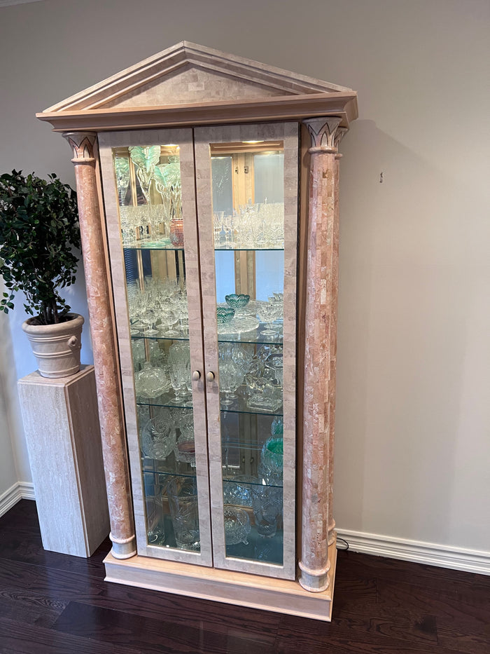 Neoclassical Curio/Display Cabinet, Faux Marble Design