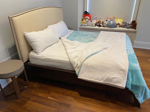 King Bed Frame, Beige Headboard