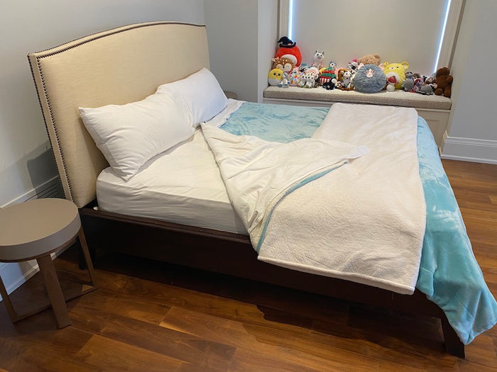 King Bed Frame, Beige Headboard