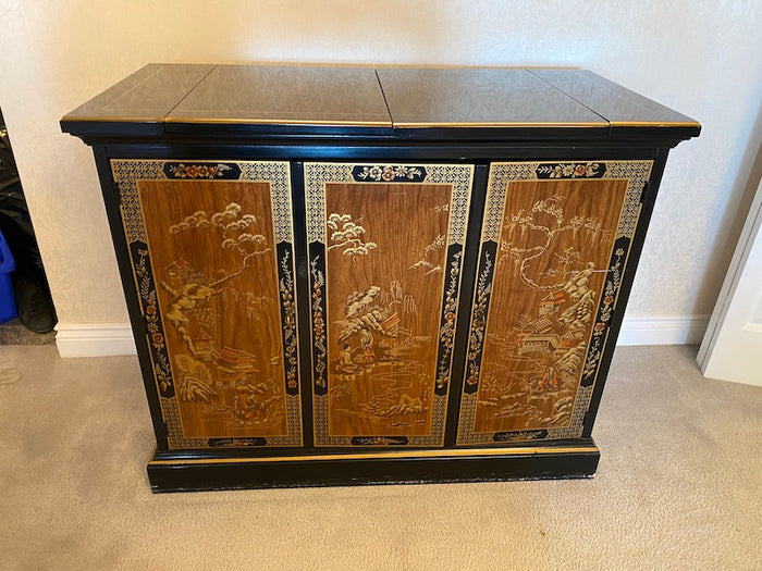 Drexel Heritage Chinoiserie Black Oriental Buffet Server Bar